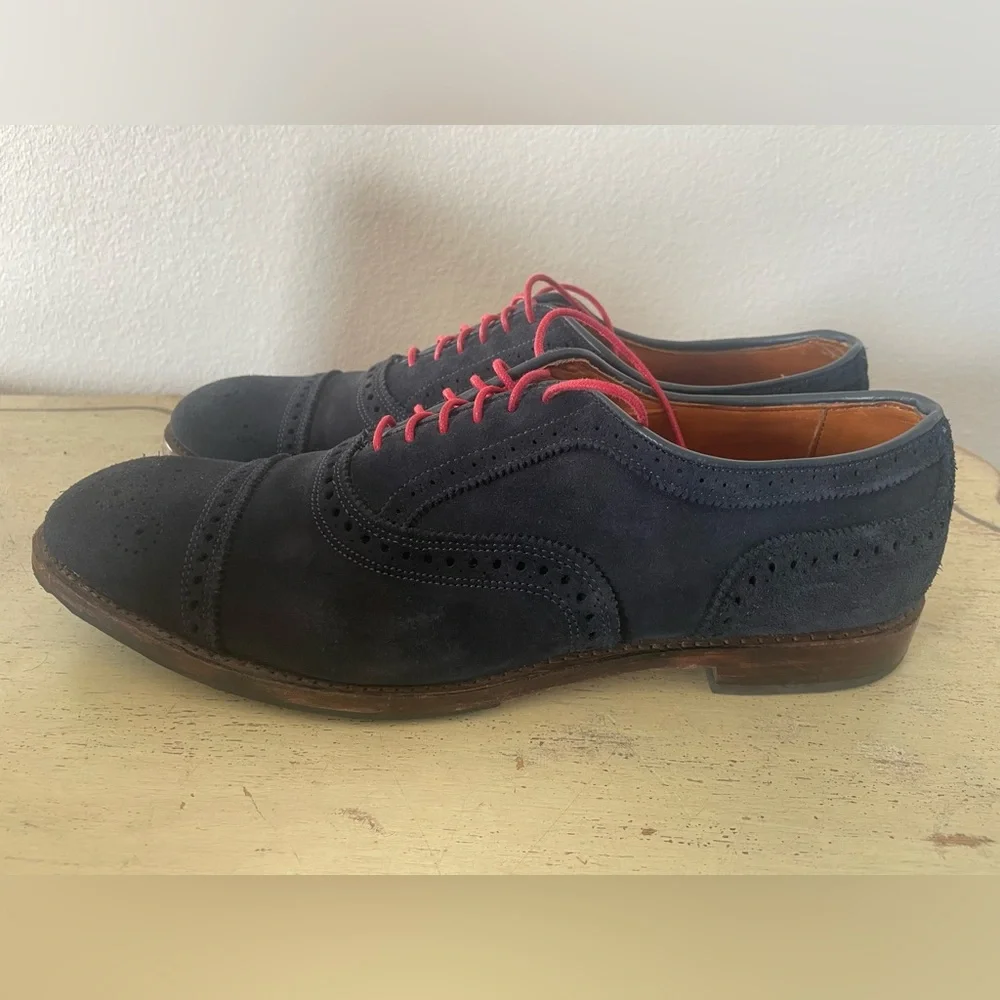 Allen Edmonds Made in‎ USA Strand Suede Cap Toe Oxford in Navy Size 13 E $450